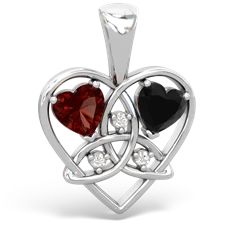 Garnet Celtic Trinity Heart 14K White Gold pendant P5331