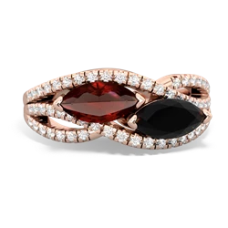 Garnet Diamond Rivers 14K Rose Gold ring R3070