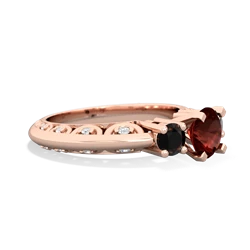 Garnet Art Deco Eternal Embrace Engagement 14K Rose Gold ring C2003