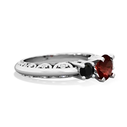 Garnet Art Deco Eternal Embrace Engagement 14K White Gold ring C2003