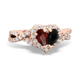 Garnet Diamond Twist 'One Heart' 14K Rose Gold ring R2640HRT