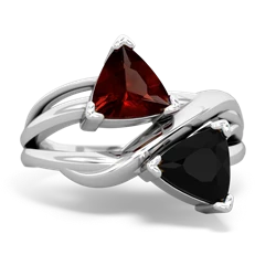 Garnet Split Band Swirl 14K White Gold ring R2341