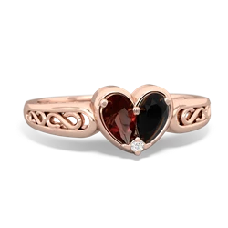 Garnet Filligree 'One Heart' 14K Rose Gold ring R5070