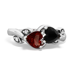 Garnet Floral Elegance 14K White Gold ring R5790