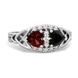 Garnet Sparkling Celtic Knot 14K White Gold ring R2645