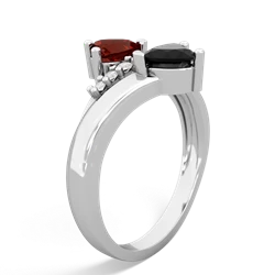 Garnet Heart To Heart 14K White Gold ring R2064