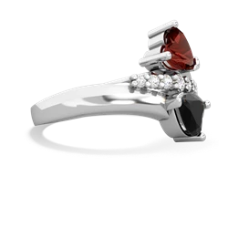 Garnet Heart To Heart 14K White Gold ring R2064