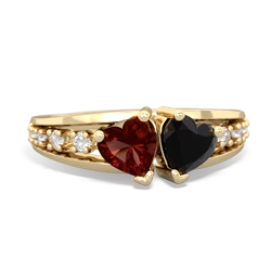 Garnet Heart To Heart 14K Yellow Gold ring R3342