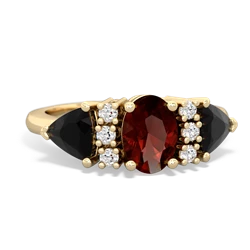 Garnet Antique Style Three Stone 14K Yellow Gold ring R2186