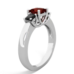 Garnet Three Stone Trellis 14K White Gold ring R4015