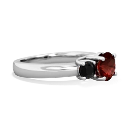 Garnet Three Stone Round Trellis 14K White Gold ring R4018