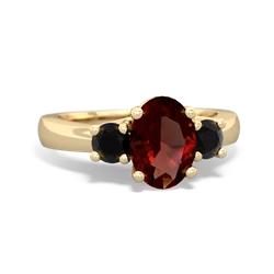 Garnet Three Stone Oval Trellis 14K Yellow Gold ring R4024