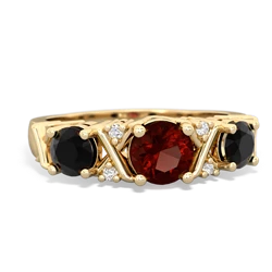 Garnet Hugs And Kisses 14K Yellow Gold ring R5016