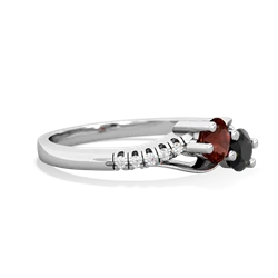 Garnet Infinity Pave Two Stone 14K White Gold ring R5285