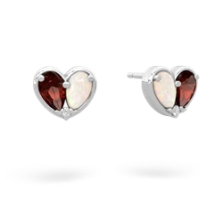 Garnet 'Our Heart' 14K White Gold earrings E5072