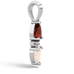 Garnet Bowtie Drop 14K White Gold pendant P0865