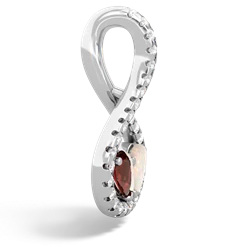 Garnet Pave Twist 'One Heart' 14K White Gold pendant P5360