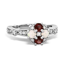 Garnet Sparkling Tiara Cluster 14K White Gold ring R26293RD