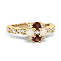 Garnet Sparkling Tiara Cluster 14K Yellow Gold ring R26293RD