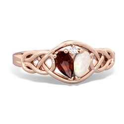 Garnet Celtic Love Knot 14K Rose Gold ring R5420