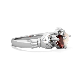 Garnet 'Our Heart' Claddagh 14K White Gold ring R2388