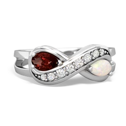 Garnet Diamond Infinity 14K White Gold ring R5390