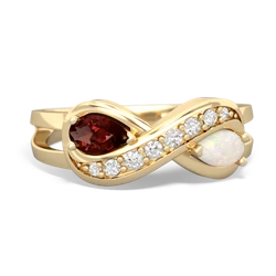 Garnet Diamond Infinity 14K Yellow Gold ring R5390