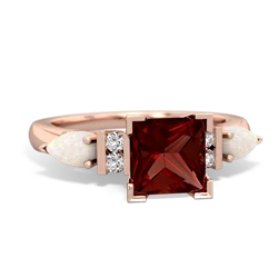 Garnet 6Mm Princess Eternal Embrace Engagement 14K Rose Gold ring C2002