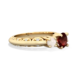 Garnet Art Deco Eternal Embrace Engagement 14K Yellow Gold ring C2003