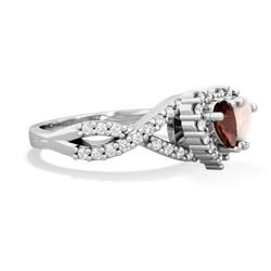 Garnet Diamond Twist 'One Heart' 14K White Gold ring R2640HRT