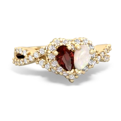 Garnet Diamond Twist 'One Heart' 14K Yellow Gold ring R2640HRT