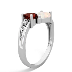 Garnet Snuggling Hearts 14K White Gold ring R2178