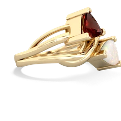 Garnet Split Band Swirl 14K Yellow Gold ring R2341