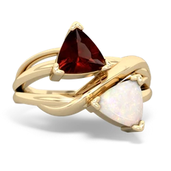 Garnet Split Band Swirl 14K Yellow Gold ring R2341