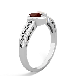 Garnet Filligree 'One Heart' 14K White Gold ring R5070