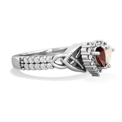 Garnet Celtic Knot Two Hearts As One 14K White Gold ring R2644HRT