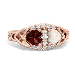 Garnet Sparkling Celtic Knot 14K Rose Gold ring R2645