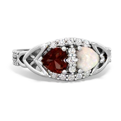 Garnet Sparkling Celtic Knot 14K White Gold ring R2645