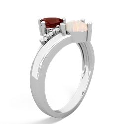 Garnet Heart To Heart 14K White Gold ring R2064