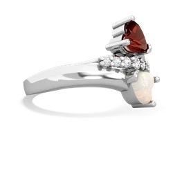 Garnet Heart To Heart 14K White Gold ring R2064