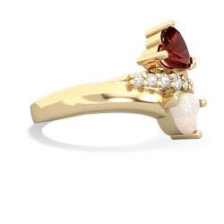 Garnet Heart To Heart 14K Yellow Gold ring R2064