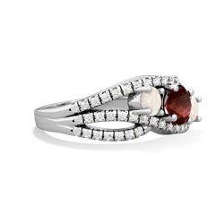 Garnet Three Stone Aurora 14K White Gold ring R3080