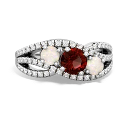 Garnet Three Stone Aurora 14K White Gold ring R3080