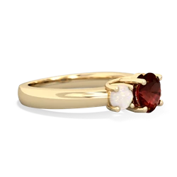 Garnet Three Stone Round Trellis 14K Yellow Gold ring R4018