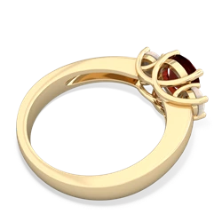 Garnet Three Stone Round Trellis 14K Yellow Gold ring R4018