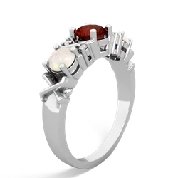 Garnet Hugs And Kisses 14K White Gold ring R5016