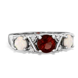 Garnet Hugs And Kisses 14K White Gold ring R5016