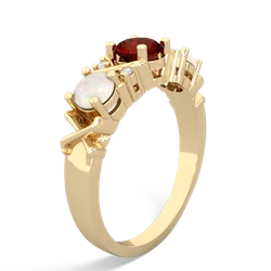 Garnet Hugs And Kisses 14K Yellow Gold ring R5016