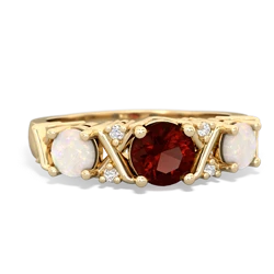 Garnet Hugs And Kisses 14K Yellow Gold ring R5016