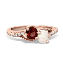 Garnet Infinity Pave Two Stone 14K Rose Gold ring R5285